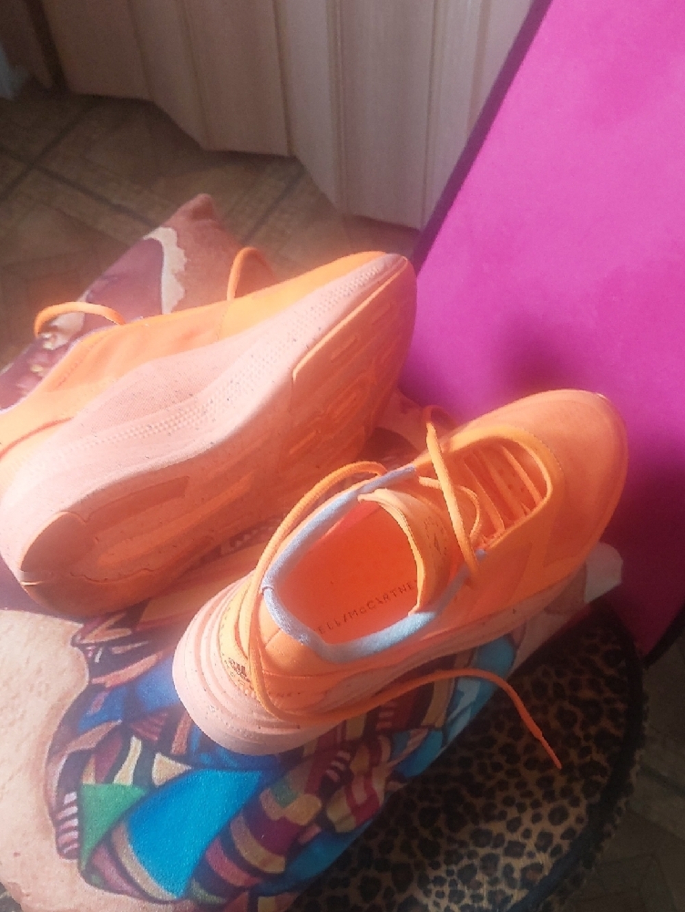 Adidas by Stella McCartney Women's Bright Orange Athletic Sneakers - Picture 5 of 8